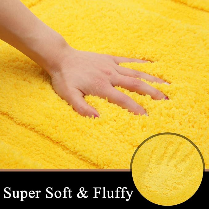 SHACOS Yellow Fall Bathroom Rugs Sets 3 Piece, Soft Fluffy Water Absorbent Bath - Image 4