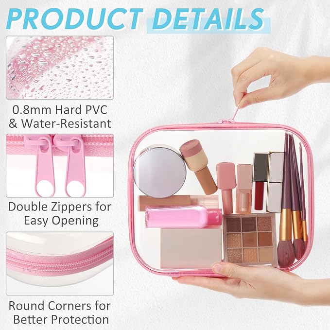 Sanwuta 10 Pcs Hard Zipper Case Clear Hard Pouches Plastic Zipper Pencil Box - Image 3