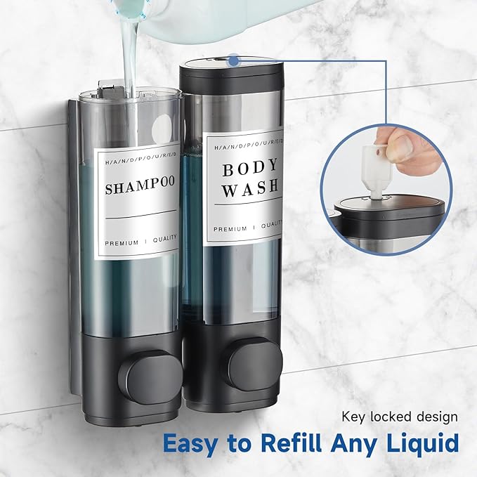 Shampoo and Conditioner Dispenser, Shower Dispenser 2 Chamber No Drill - Image 6