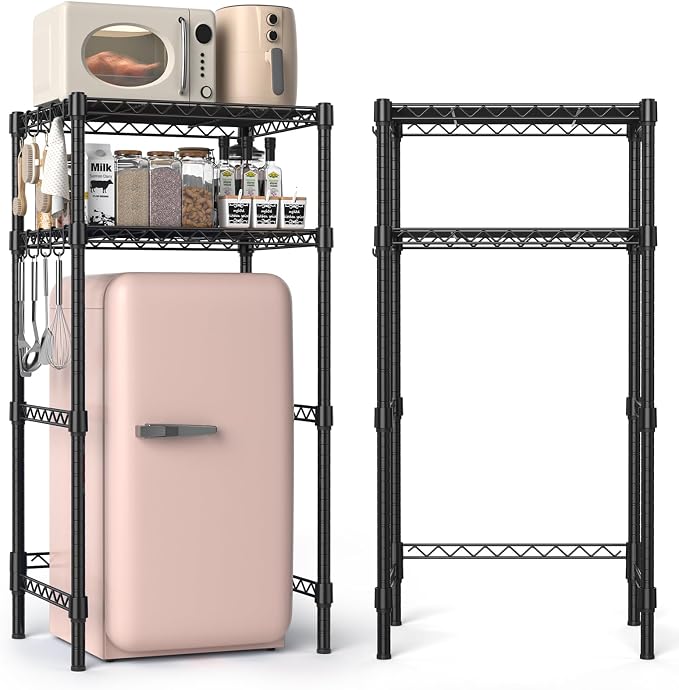 Mini Fridge Stand with Adjustable Shelf, 2 Tier Storage Rack Organizer - Image 9