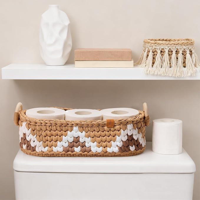 Handwoven Toilet Paper Storage Basket - Image 2