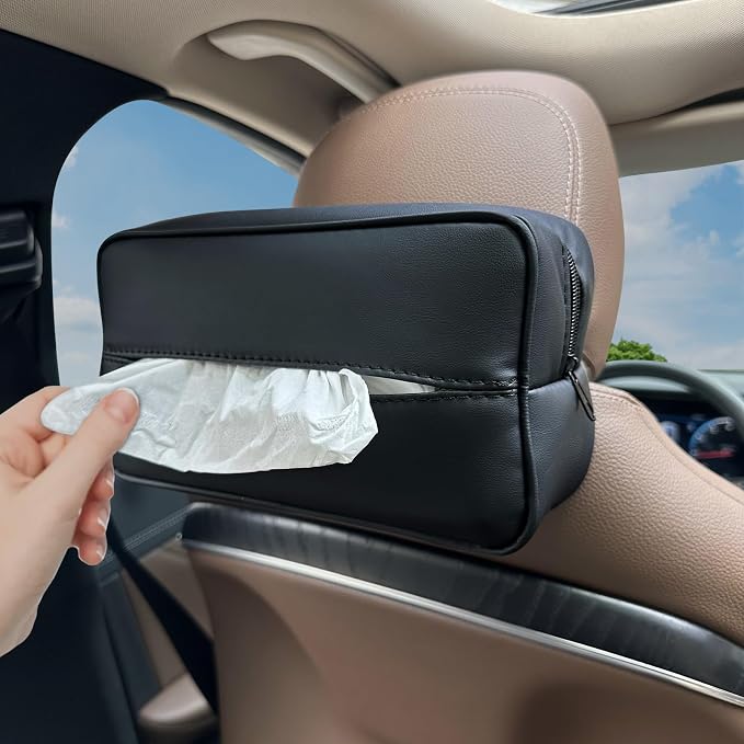 Large Car Tissue Holder for 120 Standard Tissues, Premium PU Leather Tissue by Witaxima