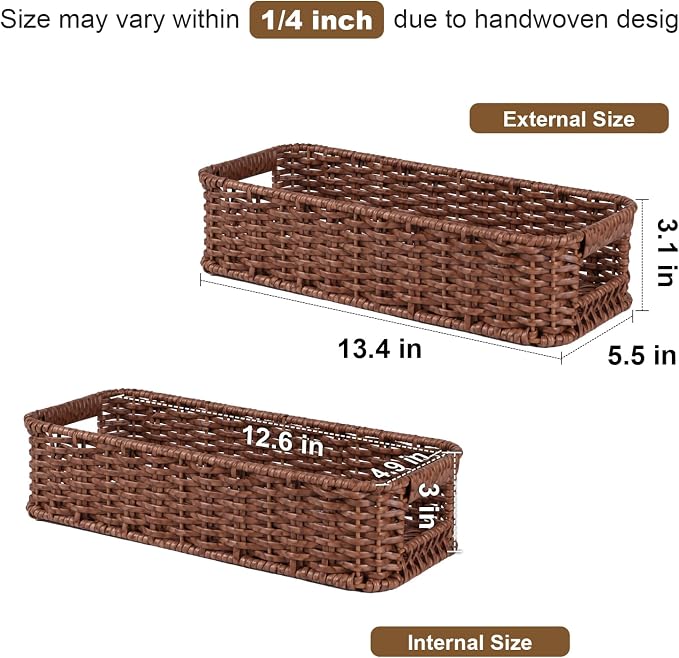 Water-Resistant Toilet Paper Basket: Tank Topper Organizer Brown Handwoven - Image 2