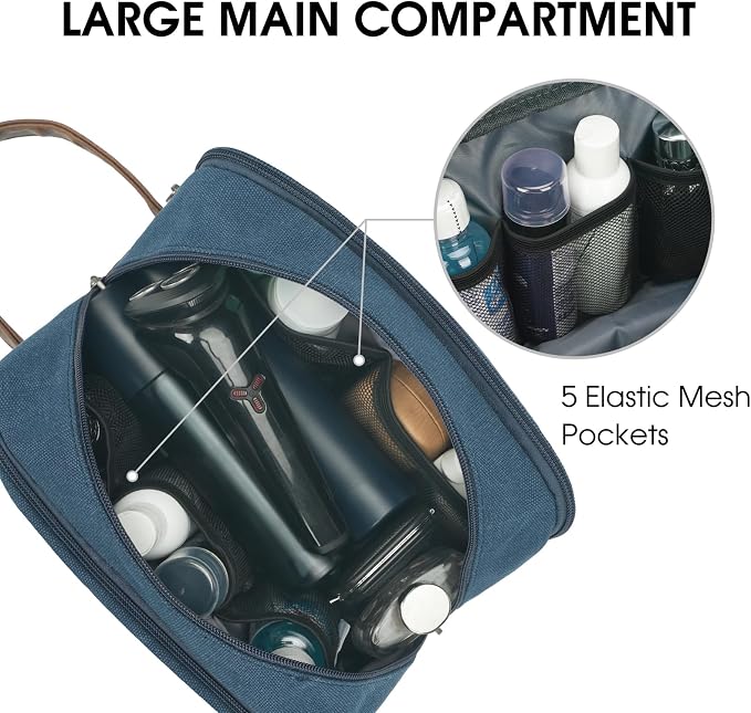 WANDF Travel Toiletry Bag for Men Large Toiletries Shaving Bag Water Resistant - Image 2