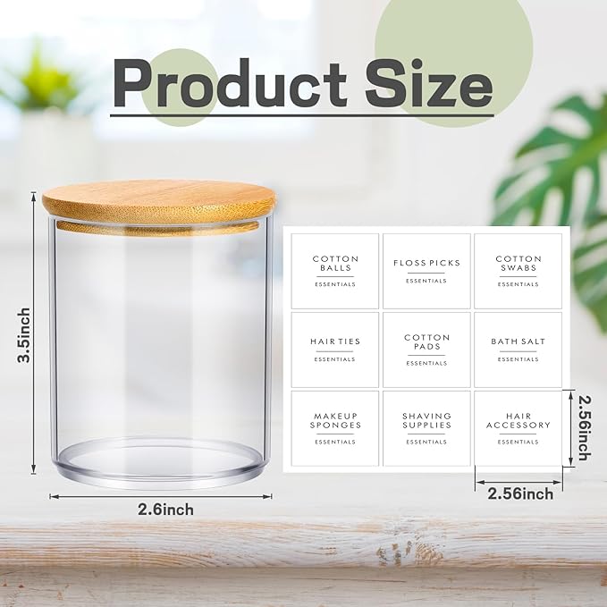 Yaomiao 6 Cotton Pad Holder Bathroom Container, 10 oz Cotton Ball Swabs - Image 2