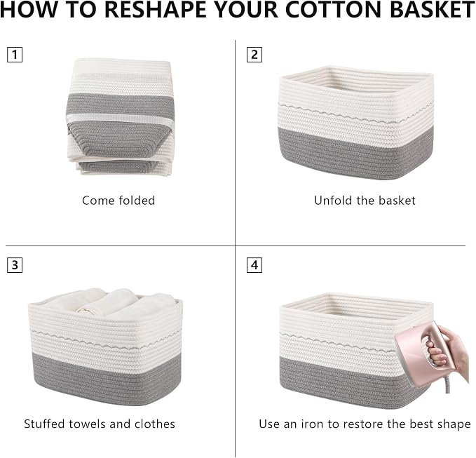 4 Pack Storage Baskets for Organizing, Decorative Cotton Rope Baskets for - Image 8