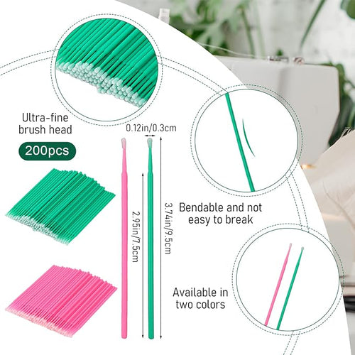 200 Pcs Sewing Machine Cleaning Brushes Tool Kit, Disposable Bendable Pointed - Image 2