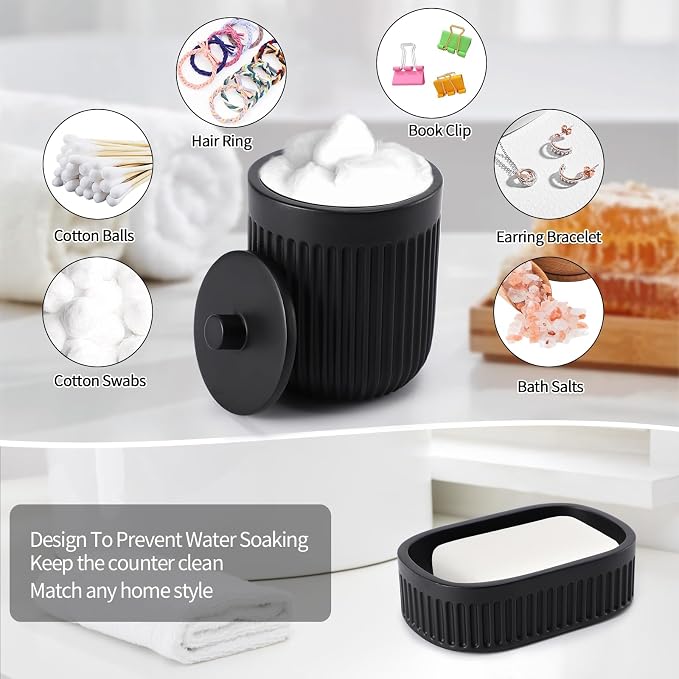 Black Resin Bathroom Accessories Set 5 Pcs, Bathroom Accessory Set Includes - Image 4