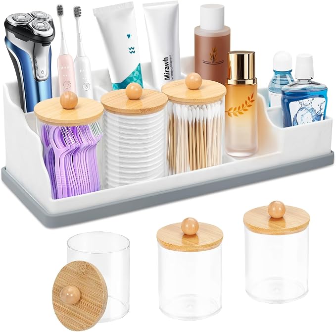 Bathroom Counter Organizer, Large White Silicone Toothbrush Holders by MSBRCH