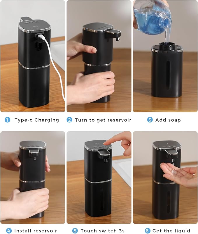 2 Pack Automatic Liquid Soap Dispenser, 13.5oz/400mL, USB Rechargeable - Image 9