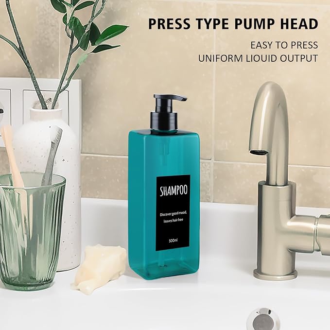 Shampoo and Conditioner Dispenser Modern Refillable Shampoo Pump Bottles - Image 3