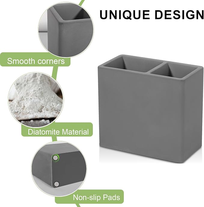 Diatomite Toothbrush Holder 2 Slots Tooth Brush Holder - Image 4