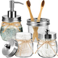 Amolliar Mason Jar Bathroom Accessories Set 4 Pcs -Lotion Soap Dispenser & 2 by Amolliar