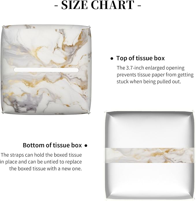 White Gold Marble Tissue Box Cover Square, Modern Abstract Marble Texture - Image 5