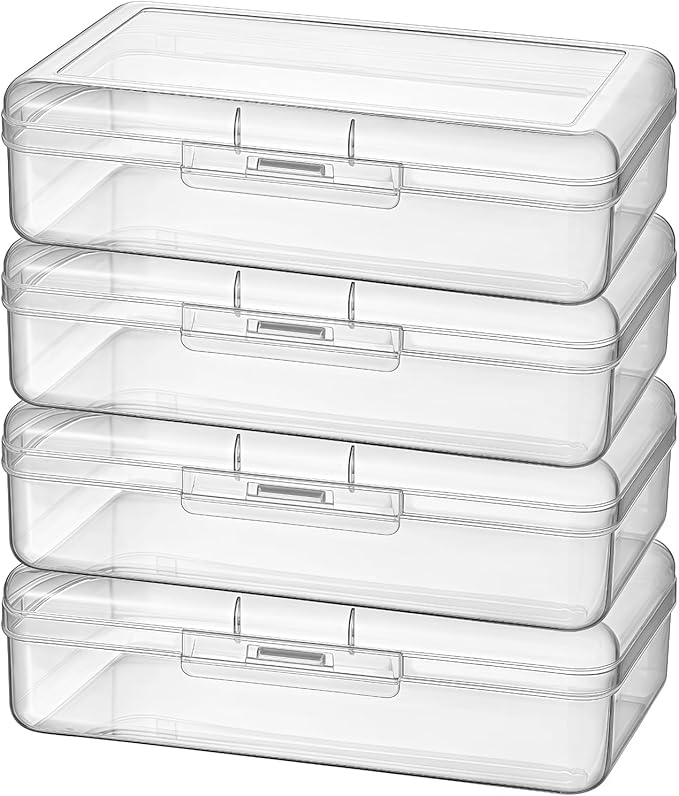 4 Pack Rectangular Clear Plastic Storage Containers Box by Thintinick