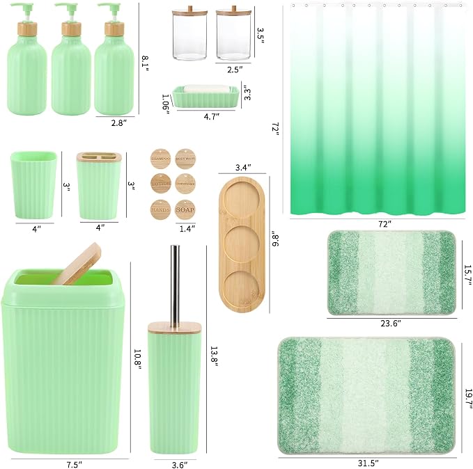 32PCS Green Bathroom Accessories Set - Image 7