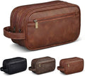 Men’s Toiletry Bag Travel Dopp Kit – double-deck PU Leather Water-Resistant by OIMEIJewelry