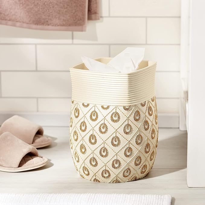 Zahari Home 2pc Seraphina Bathroom Set Waste Basket & Tissue Cover Modern - Image 2