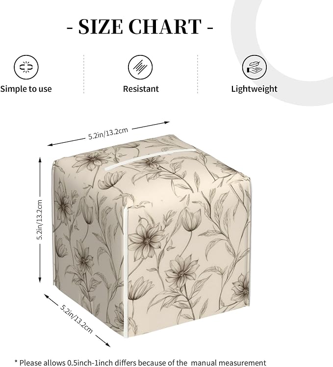 Boho Minimalist Flowers Tissue Box Cover Square, Abstract Line Floral Tissue - Image 4