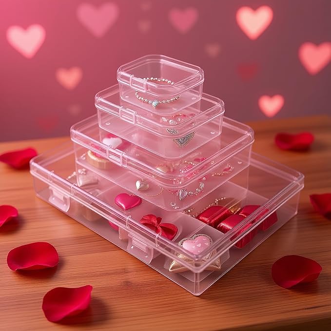 Goodma 24 Pieces Mixed Sizes Rectangular Empty Mini Clear Plastic Organizer - Image 6