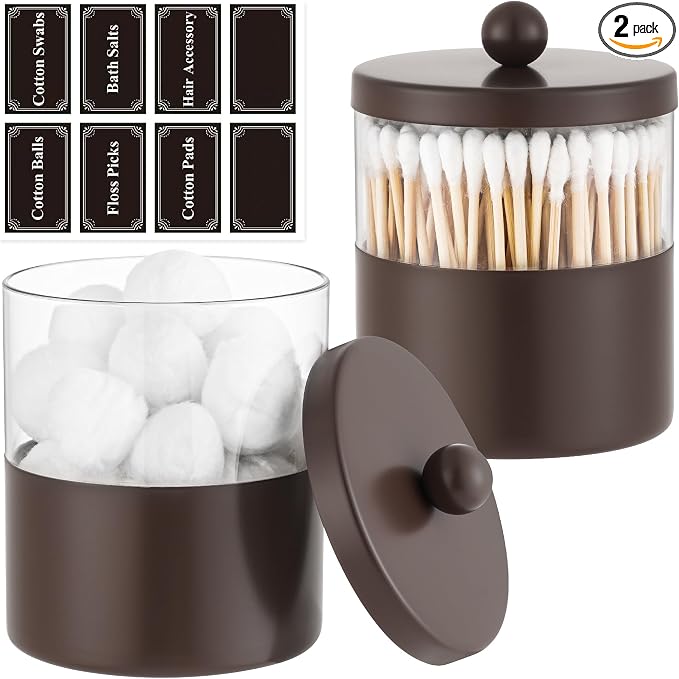 Gaussra Chocolate Brown Qtip Holder, Bathroom Jar by Gaussra