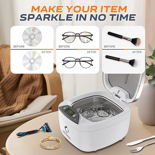 Life Basis Ultrasonic Jewelry Cleaner Ultrasonic Cleaning Machine 850ml LCD - Image 5