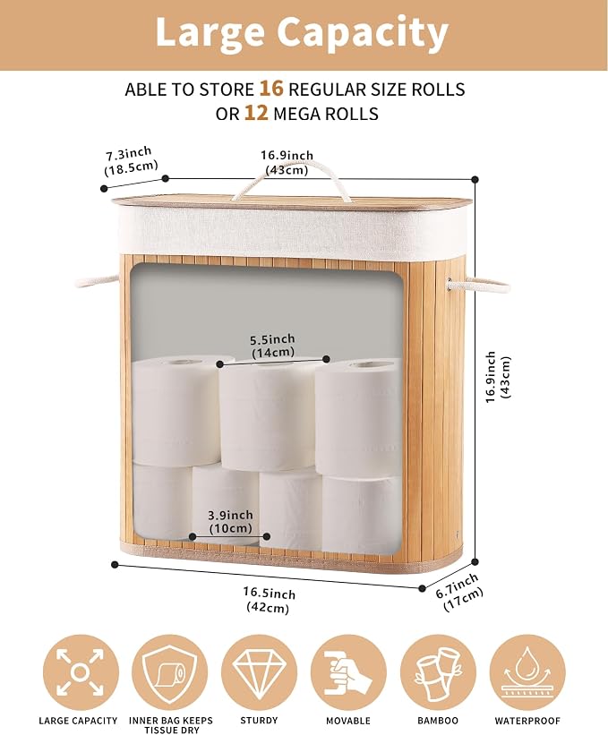 Bamboo Toilet Paper Storage - Image 3