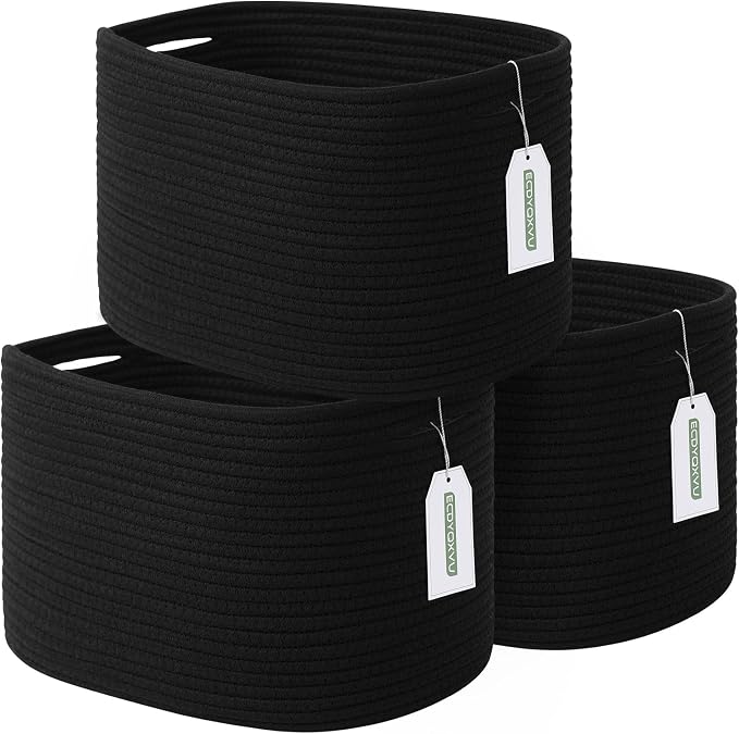 Cotton Rope Storage Basket, Woven Basket by ECDYQXVU