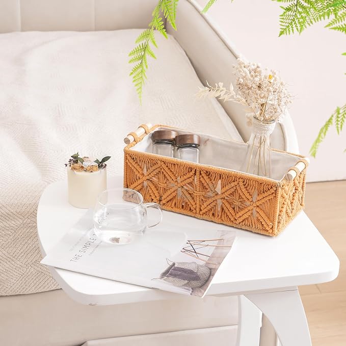 Nonam Macrame Storage Baskets, Boho Decor Style Woven Storage Boxes - Image 6