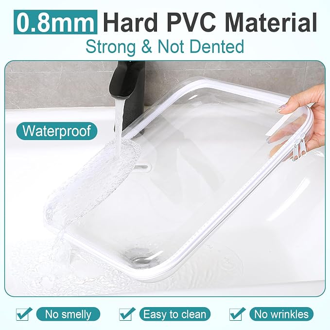 Sanwuta 10 Pcs Hard Zipper Case Clear Hard Pouches Plastic Zipper Pencil Box - Image 5