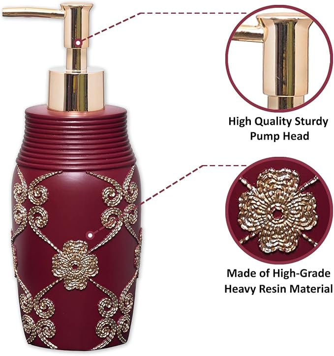 Zahari Home 4pc Elegant Rose Burgundy Bathroom Set Classic Bathroom Lotion - Image 2