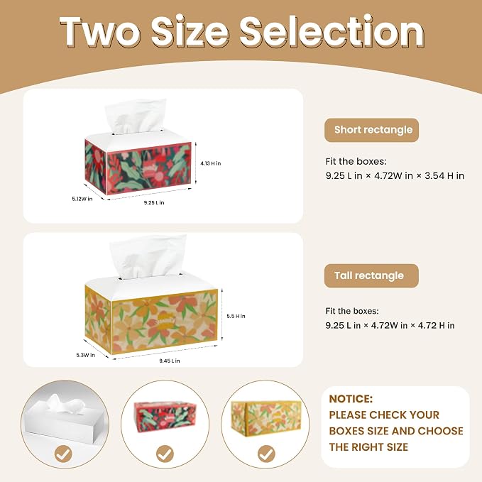 Long Tissue Box Cover, PU Leather Tissue Holder Rectangle, Facial Paper - Image 6