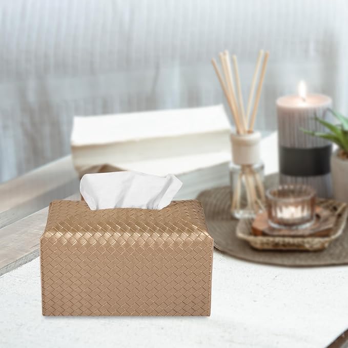 Tissue Box Cover PU Leather Tissue Holder Square Facial Tissue Case Facial - Image 3