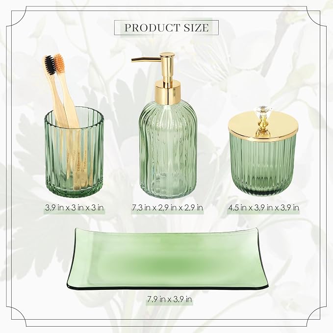 Designer Green Glass Bathroom Accessories Sets - Image 6