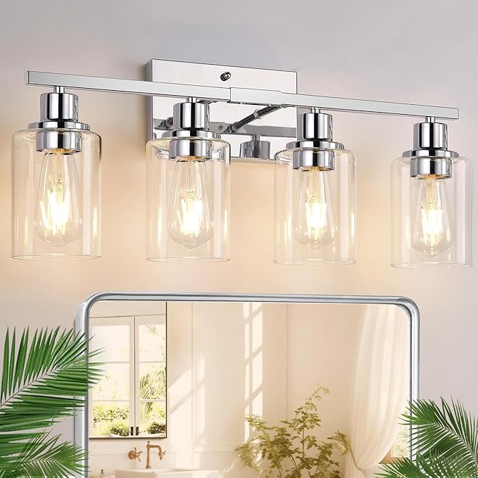 4 Light Bathroom Light Fixtures, Chrome Vanity Lights by Indoibrightenyourbathroom