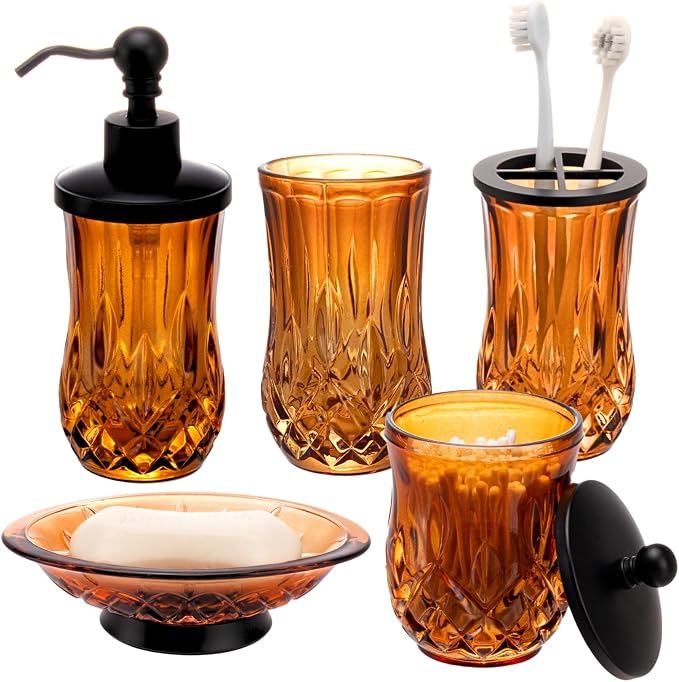 Bathroom Accessories Set, Complete Lotion Soap Dispenser, Toothbrush Holder by ZIVQEXMURL