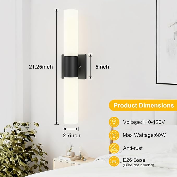 Kalium Bathroom Wall Sconce Fixture, 21 Inch Modern Vanity Lights - Image 6