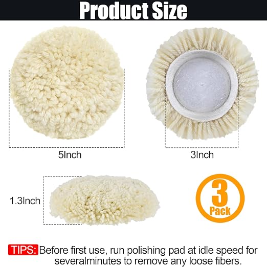 3 PCS Wool Buffing Polishing Pads 3 Inch, Natural Wool Cutting Pads - Image 2