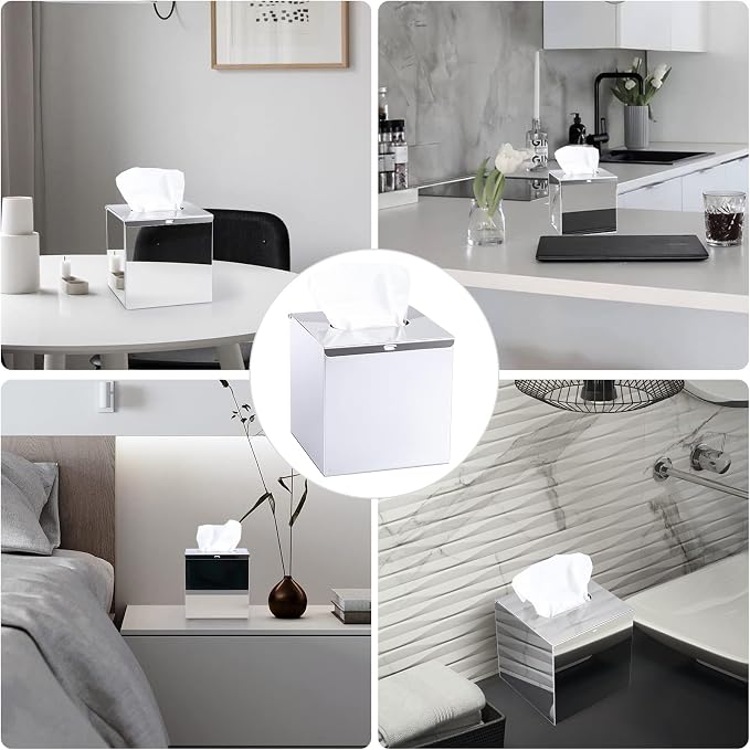 Sumnacon Square Stainless Steel Tissue Box Cover - Image 6