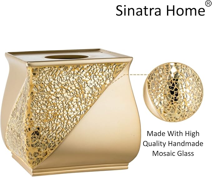 Zahari Home 2pc Sinatra Modern Bath Accessories Set Waste Basket & Tissue Box - Image 6