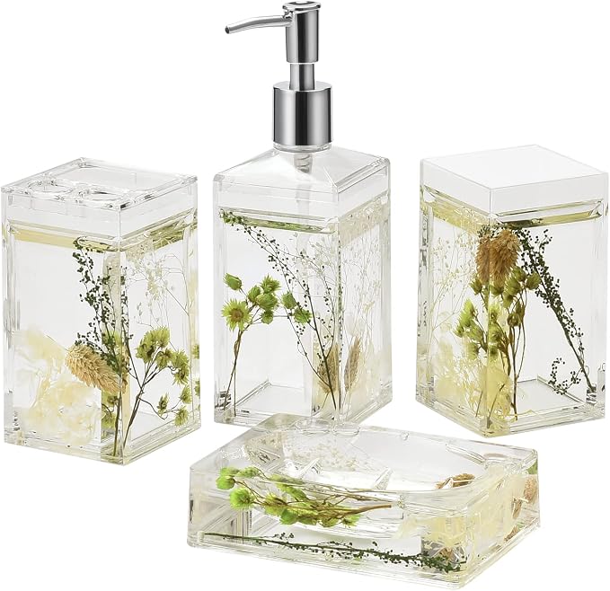 Locco Decor 4 Piece Acrylic Liquid 4D Floating Motion Bathroom Vanity Accessory by LoccoDecor