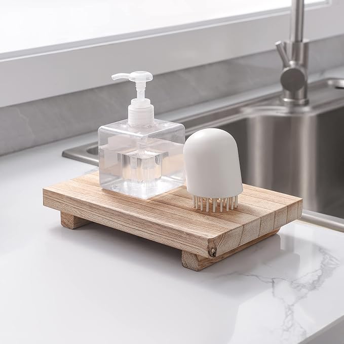 zoocatia Small Wood Tray Pedestal Stand Farmhouse Bathroom Decor Decorative - Image 3