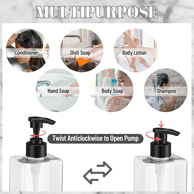 Tanlade 6 Pcs Shampoo and Conditioner Dispenser Bottles 16oz Modern Shower Soap - Image 4