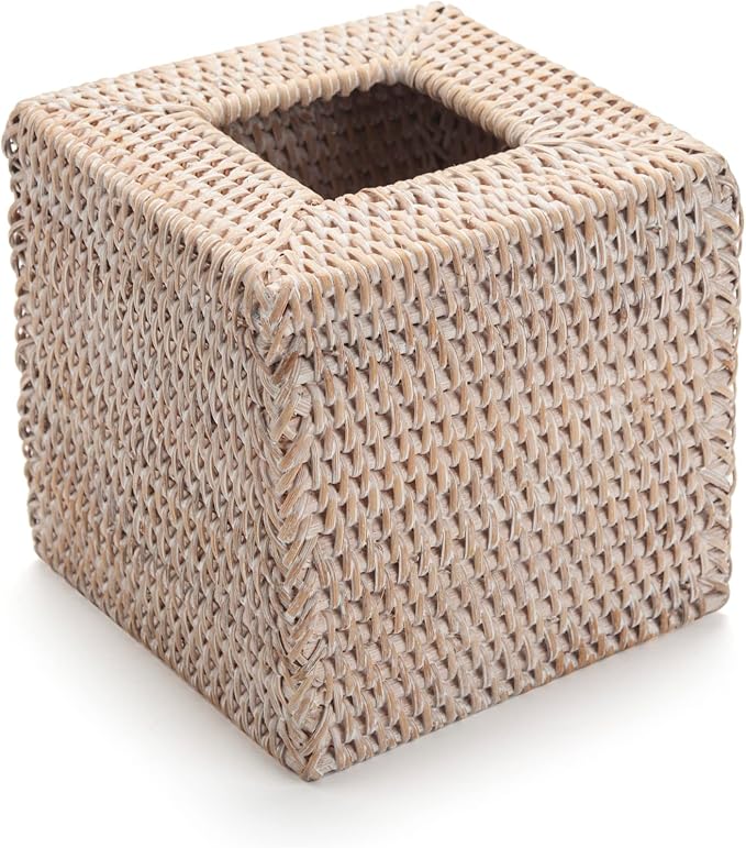 Rattan Tissue Box Cover Natural Woven Facial Napkin Holder Square - Image 2