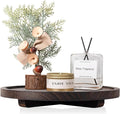 Round Decorative Tray Wood Bathroom Counter Organizer Farmhouse Kitchen Decor by zoocatia