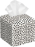 Polka Dot Black Circle Tissue Box Cover Square, Abstract Round Brush Strokes by sndheke