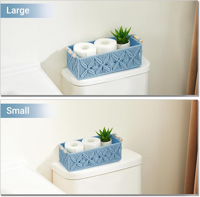 Nonam Macrame Storage Baskets, Boho Decor Style Woven Storage Boxes - Image 3