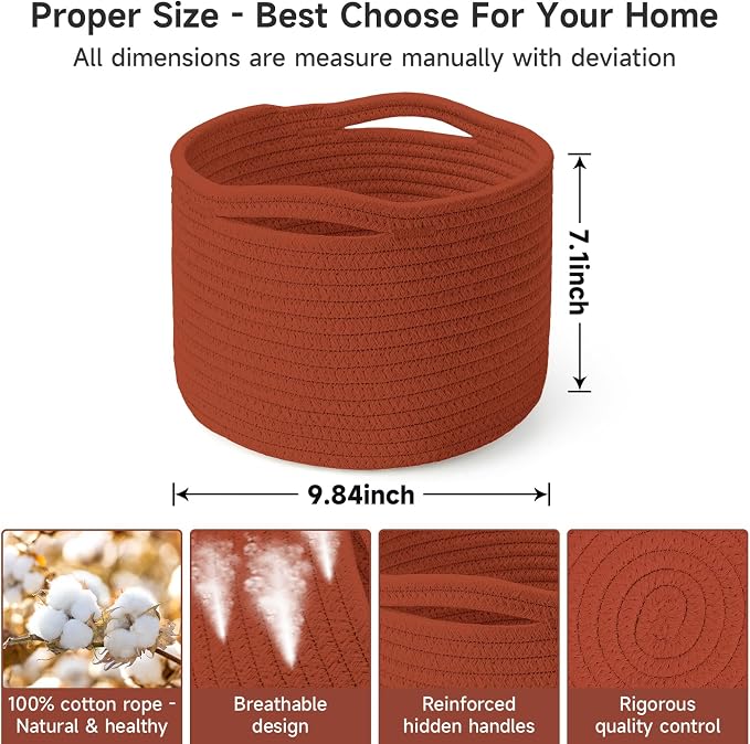 Small Rope Baskets for Storage, Baskets for Gifts Empty, Cute Round Woven Basket - Image 2