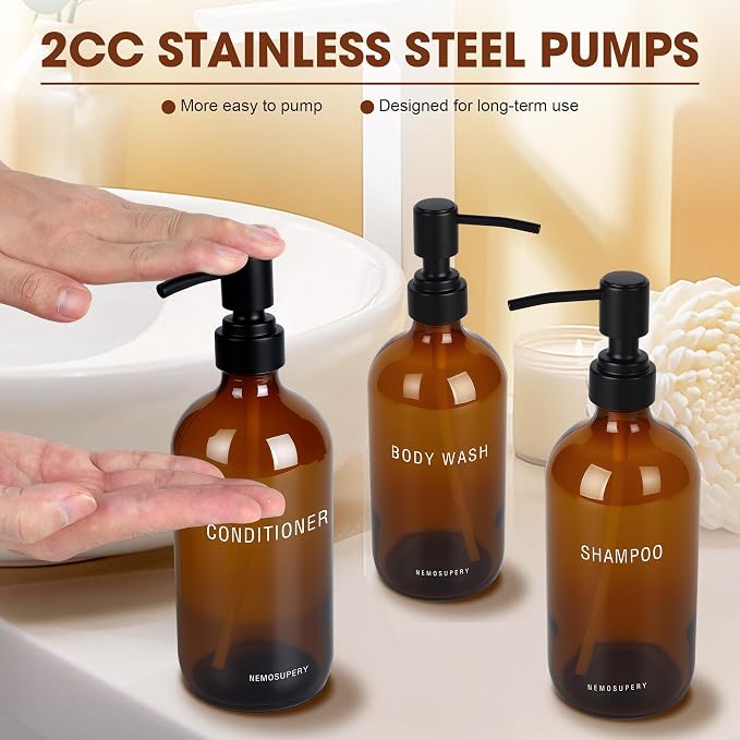 Glass Shampoo and Conditioner Dispenser-Shower Soap Dispenser - Image 6