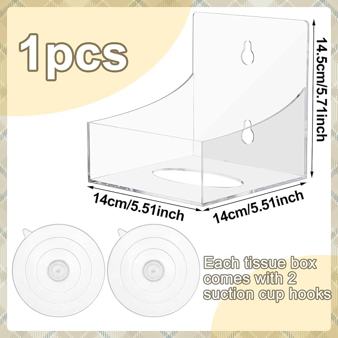 Geelin 1 Pcs Tissue Box Holder Wall Mount Acrylic Dispenses Tissue Box Shelf - Image 2